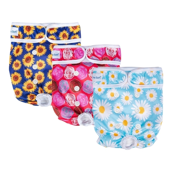 PetSoft Other - Pet Soft - Medium Female Dog Diapers, 3Pack Washable